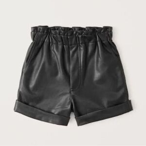 Abercrombie & Fitch Black High Waist Paper Bag Faux Leather Shorts